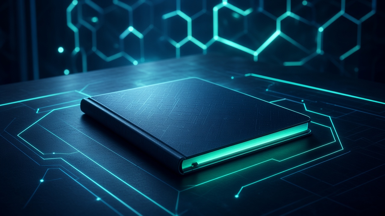 Study desk with cyan circuit lighting